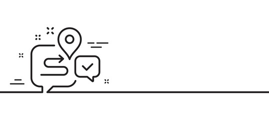 Journey line icon. Road path sign. Route map chat bubble symbol. Minimal line illustration background. Journey line icon pattern banner. White web template concept. Vector