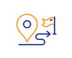 Journey line icon. Road path sign. Route map distance symbol. Colorful thin line outline concept. Linear style journey icon. Editable stroke. Vector