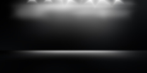 perspective floor backdrop black room studio with gray gradient spotlight backdrop background for display your product or artwork 
