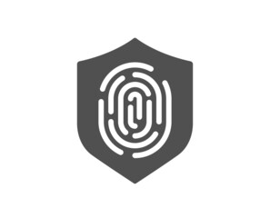 Fingerprint icon. Finger print protection sign. Biometric identity symbol. Classic flat style. Quality design element. Simple fingerprint icon. Vector