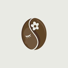 coffee bean and woman logo. vector illustration for business logo or icon