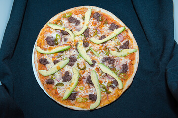 Pizza on black background