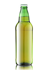 green glass bottle with beer