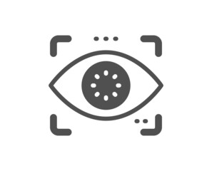 Eye detect icon. Retina scan sign. Biometric data symbol. Classic flat style. Quality design element. Simple eye detect icon. Vector
