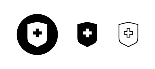 Health insurance icons set. Insurance health document sign and symbol