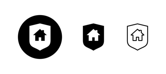 house insurance icons set. house protection sign and symbol