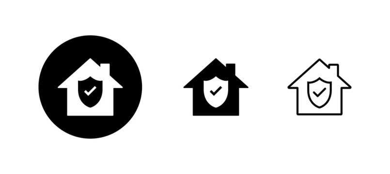 Home Insurance Icons Set. Home Protection Sign And Symbol