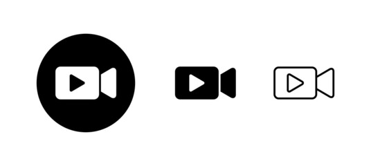 Video icons set. video camera sign and symbol. movie sign. cinema