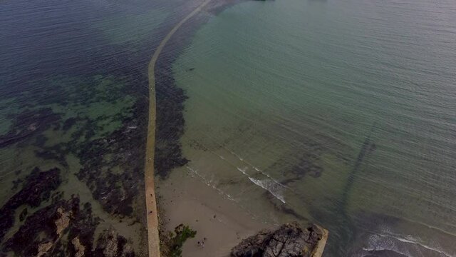 Slow Reveal of St Michael's Mount near Penzance in Cornwall, England Drone Aerial View