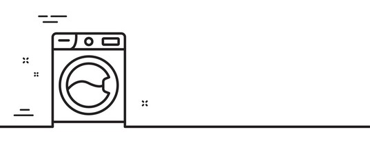 Washing machine line icon. Cleaning service symbol. Laundry sign. Minimal line illustration background. Washing machine line icon pattern banner. White web template concept. Vector