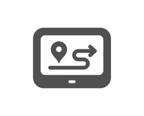 GPS route quality icon. Road path sign. Journey map device symbol. Classic flat style. Quality design element. Simple gps icon. Vector