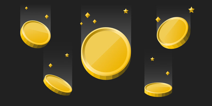 Coins money cryptocurrency asset token yellow falling banner