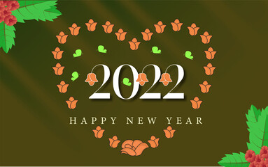 modern background New year 2022 text nature love flower
