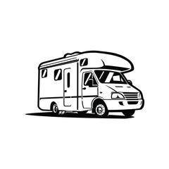 Obraz na płótnie Canvas Caravan RV camper van vector isolated monochrome silhouette