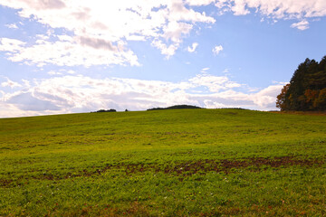 秋の牧場の風景