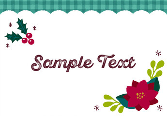 ヒイラギとポインセチアのクリスマスフレーム ミントグリーン