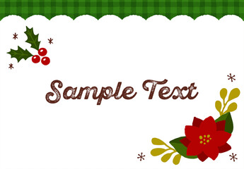 ヒイラギとポインセチアのクリスマスフレーム グリーン