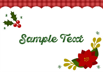 ヒイラギとポインセチアのクリスマスフレーム クリスマスカラー