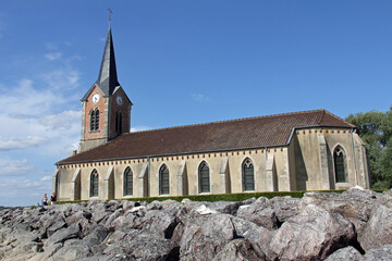 Fototapeta na wymiar Church of Champaubert aux Bois at the edge of the Lac du Der located in the Grand-Est (La Marne) in France
