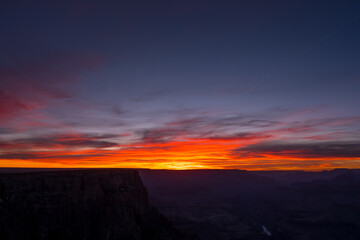 Last Light Fades Over the Horizon and the Grand Canyon