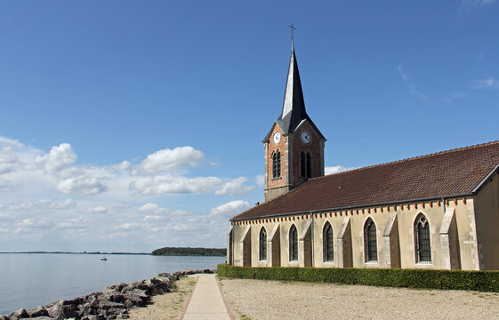 Church of Champaubert aux Bois at the edge of the Lac du Der located in the Grand-Est (La Marne) in France
