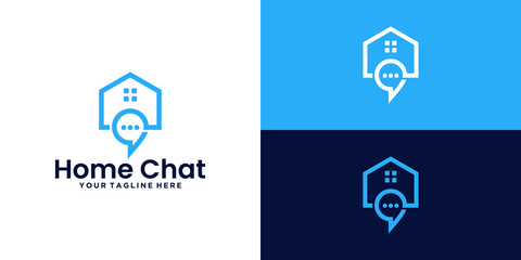 chat house logo design. discussion house, message house