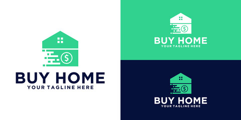 Fototapeta premium home purchase logo design, house and money logo design,