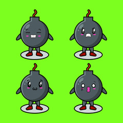 Cute bomb mascot design set vector image