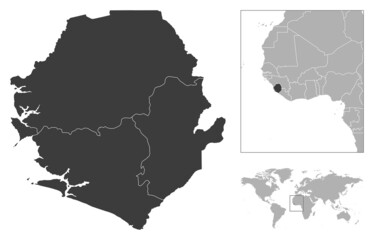 Sierra Leone - detailed country outline and location on world map.