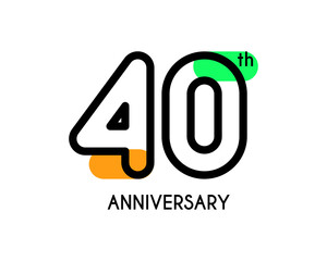 40th anniversary logo design with geometric shapes and colorful