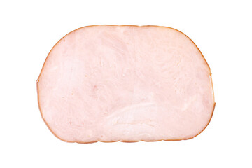 sliced cold smoked turkey breast isolated on white background