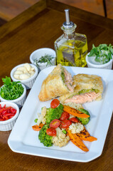 fish with salad gastronomy