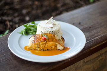 Salmon Plate with Rice and Herbs