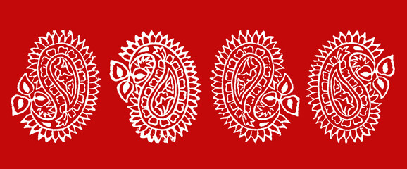 Original Indian Stamp Printing with Paisley motifs