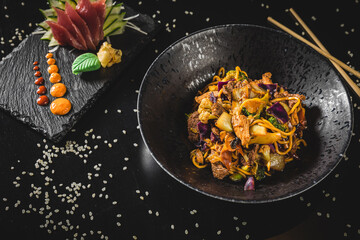 Perfect Sushi Japanese Asian Seafood Food Dish Menu Gourmet Restaurant Chef on Dark Background