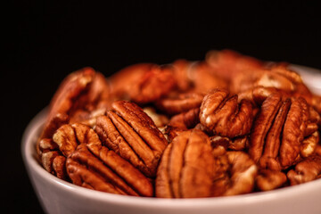 Pecans in a close-up