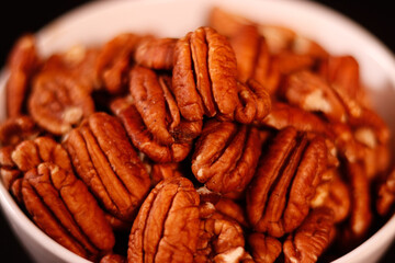 Pecans in a close-up 