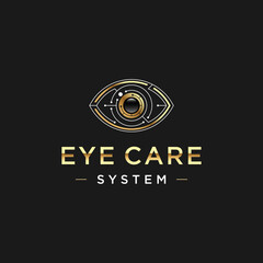 Eye care system logo with luxury and futuristic style