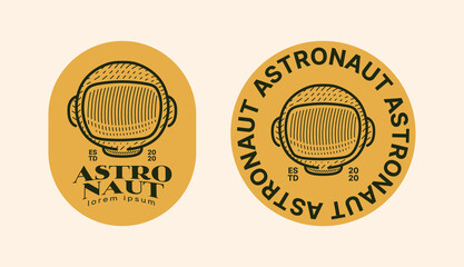 Vintage astronaut logo vector design with astronaut helmet retro style