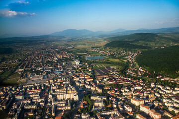 aerial image of Bistrita, Romania, 2020. August