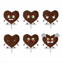 Love cookies chocolate candy cartoon character with various angry expressions