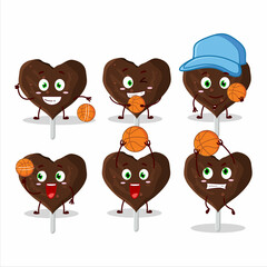 Talented love cookies chocolate candy cartoon character as a basketball athlete