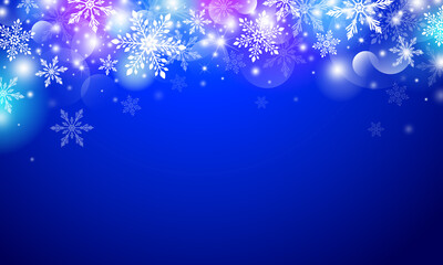 Christmas and winter background design of snowflake with bokeh light vector illustration