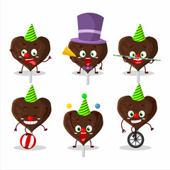 Cartoon character of love cookies chocolate candy with various circus shows