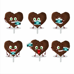 Photographer profession emoticon with love cookies chocolate candy cartoon character