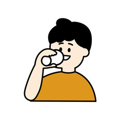 水を飲む男性　カラー