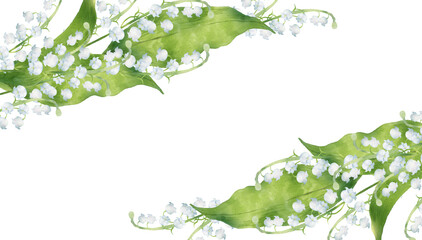 スズランの花のフレーム - obrazy, fototapety, plakaty