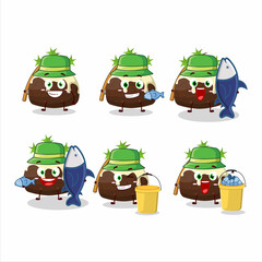 A fisherman pudding cake christmas cartoon picture catch a big fish