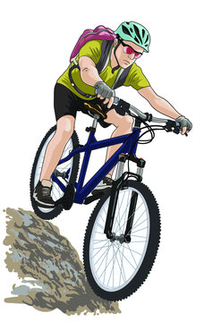 Mountain bike athlete pictures, art.illustration, vector