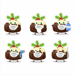 A picture of pudding cake christmas cartoon design style keep staying healthy during a pandemic